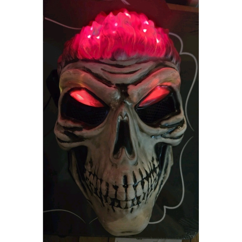 Light-up Red Inferno Skull Mask Halloween Party Cosplay Spooktacular Creations
